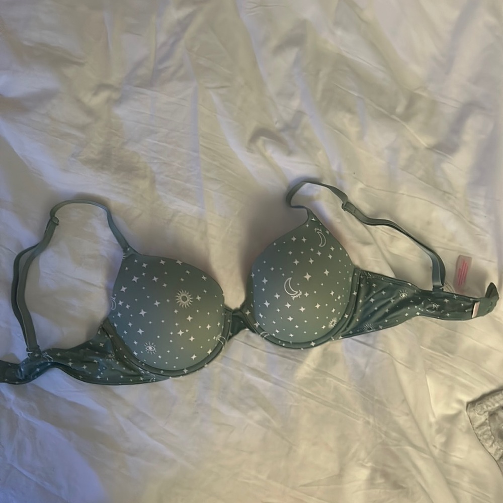 Victoria’s Secret PINK patterned bra 34C green